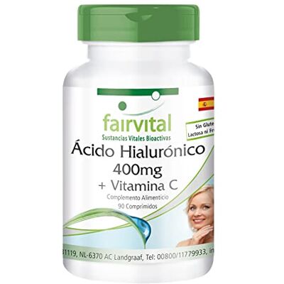 fairvital Ácido hialurónico em comprimidos 400 mg vitamina C, alta dose, VEGANO, 90 comprimidos fairvital Ácido hialurónico em comprimidos 400 mg vitamina C, alta dose, VEGANO, 90 comprimidos