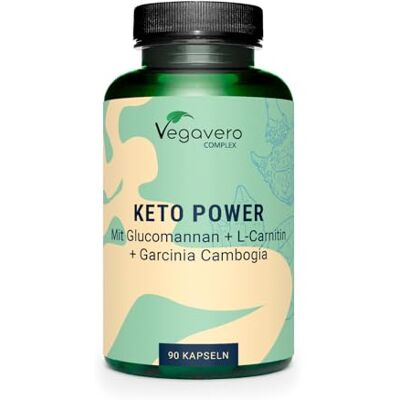 Vegavero Keto Power Complexo para controlo de peso e metabolismo, com glucomanano (Konjac 95%), Carnipure L-carnitina crómio e zinco, 90 cápsulas, estado em laboratório, vegano e sem aditivos Vegavero Keto Power Complexo para controlo de peso e metabolismo, com glucomanano (Konjac 95%), Carnipure L-carnitina crómio e zinco, 90 cápsulas, estado em laboratório, vegano e sem aditivos