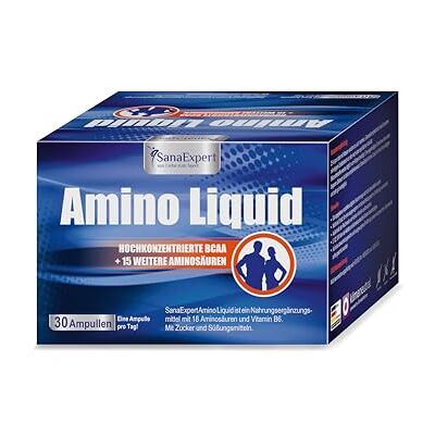 SanaExpert Amino Liquid Suplemento líquido com BCAAs, L-Arginina e extrato de chá verde para recuperação e desempenho desportivo sabor de toranja 20 ampolas fabricado na Alemanha SanaExpert Amino Liquid Suplemento líquido com BCAAs, L-Arginina e extrato de chá verde para recuperação e desempenho desportivo sabor de toranja 20 ampolas fabricado na Alemanha