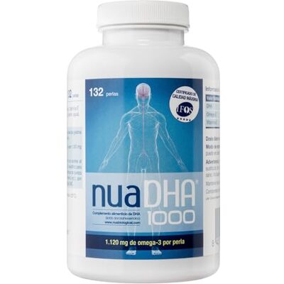 Nua Biological DHA 1000, complemento alimentar à base de DHA puro (ácido docosahexaenóico) ômega 3 marinho de peixe azul, 132 cápsulas em forma de triglicérido (1000 mg por pérola) Nua Biological DHA 1000, complemento alimentar à base de DHA puro (ácido docosahexaenóico) ômega 3 marinho de peixe azul, 132 cápsulas em forma de triglicérido (1000 mg por pérola)