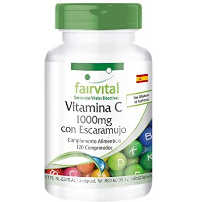 fairvital Vitamina C 1000 mg tampada, 120 comprimidos, alta dose, VEGANA, com rosa mosqueta, fácil de engolir fairvital Vitamina C 1000 mg tampada, 120 comprimidos, alta dose, VEGANA, com rosa mosqueta, fácil de engolir
