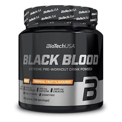 BioTechUSA Black Blood NOX Fórmula pré-treino com cafeína Complexo NOX com citrulina, arginina e beta-alanina com complexo de creatina sem açúcar 340 g, fruta tropical BioTechUSA Black Blood NOX Fórmula pré-treino com cafeína Complexo NOX com citrulina, arginina e beta-alanina com complexo de creatina sem açúcar 340 g, fruta tropical