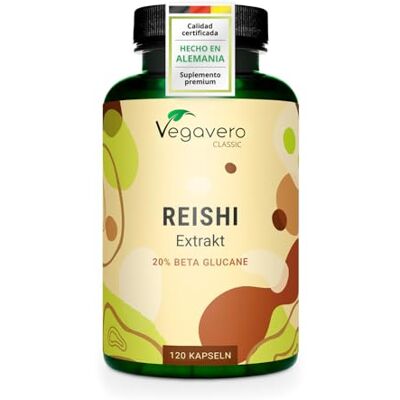 Vegavero Reishi Puro Dosis Más Alta: 13000 mg (10:1) Con 40% Polisacáridos & 20% Betaglucanos Ganoderma Lucidum Sin Aditivos & Vegano 120 Cápsulas Vegavero Reishi Puro Dosis Más Alta: 13000 mg (10:1) Con 40% Polisacáridos & 20% Betaglucanos Ganoderma Lucidum Sin Aditivos & Vegano 120 Cápsulas
