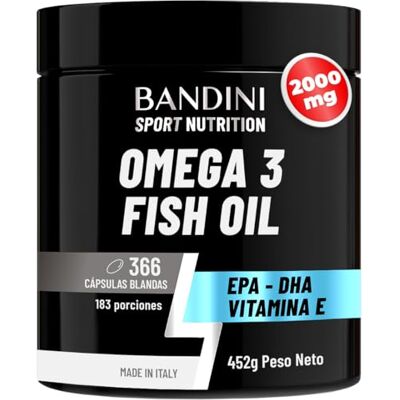 BANDINI ® OMEGA 3 2000 mg óleo de peixe, 366 pérolas, 6 meses sem sabor 600 mg triglicéridos bioativos EPA e DHA Vitamina E Concentração máxima de ácidos gordos para cérebro e coração BANDINI ® OMEGA 3 2000 mg óleo de peixe, 366 pérolas, 6 meses sem sabor 600 mg triglicéridos bioativos EPA e DHA Vitamina E Concentração máxima de ácidos gordos para cérebro e coração