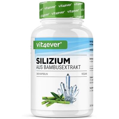 Vit4ever Silicio 365 Cápsulas 500 mg de Silicio Orgánico por Día Premium: Obtido naturalmente de extrato de bambu alta dose Vegan Vit4ever Silicio 365 Cápsulas 500 mg de Silicio Orgánico por Día Premium: Obtido naturalmente de extrato de bambu alta dose Vegan