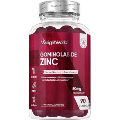 WeightWorld Zinco gominolas, sabor natural de framboesa, fornecimento de 3 meses 90 Gominolas zinco contribui para a manutenção normal do sistema imunitário (EFSA), sem glúten nem OGM WeightWorld Zinco gominolas, sabor natural de framboesa, fornecimento de 3 meses 90 Gominolas zinco contribui para a manutenção normal do sistema imunitário (EFSA), sem glúten nem OGM
