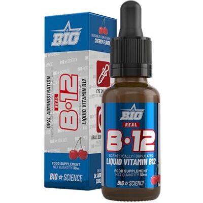 BIG Vitamina B12 Líquida Sublingual 5000 mcg Vitamina B12 com Metilcobalamina Pura e de Absorção Rápida Vitaminas para o Cansaço, Fadiga e Sistema Imunitário 60 Doses (30 ml) BIG Vitamina B12 Líquida Sublingual 5000 mcg Vitamina B12 com Metilcobalamina Pura e de Absorção Rápida Vitaminas para o Cansaço, Fadiga e Sistema Imunitário 60 Doses (30 ml)