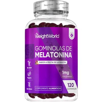 WeightWorld Melatonina gomas de 1 mg, 120 unidades com vitamina B6 e sabor natural de fruta da paixão-Gummies para 4 meses, a melatonina contribui para reduzir o tempo de conciliar o sonho, veganas e sem glúten WeightWorld Melatonina gomas de 1 mg, 120 unidades com vitamina B6 e sabor natural de fruta da paixão-Gummies para 4 meses, a melatonina contribui para reduzir o tempo de conciliar o sonho, veganas e sem glúten
