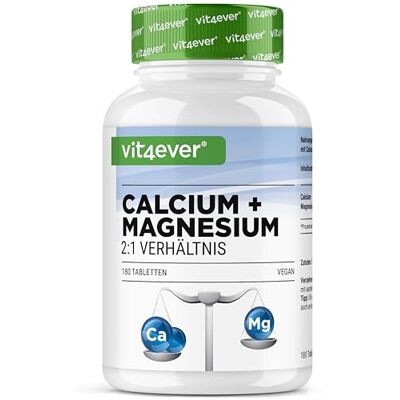 Vit4ever Complexo de cálcio e magnésio 180 comprimidos proporção 2:1 800 mg de cálcio e 400 mg de magnésio alta dose para 6 meses Vegan Vit4ever Complexo de cálcio e magnésio 180 comprimidos proporção 2:1 800 mg de cálcio e 400 mg de magnésio alta dose para 6 meses Vegan