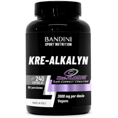 BANDINI ® Creatina alcalina Kre-Alkalyn® 240 cápsulas Creatine tamponada Suplemento para treino, desporto, ginásio e pré-treino aumenta a massa muscular, força e resistência vegano BANDINI ® Creatina alcalina Kre-Alkalyn® 240 cápsulas Creatine tamponada Suplemento para treino, desporto, ginásio e pré-treino aumenta a massa muscular, força e resistência vegano