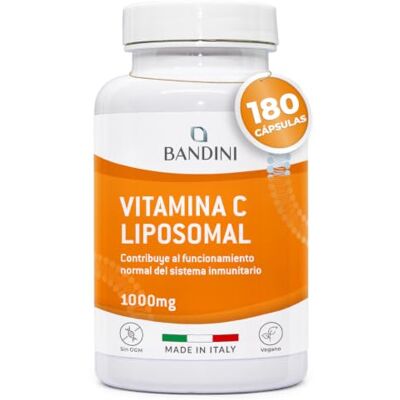 BANDINI ® Vitamin C Liposomal 1000mg 180 cápsulas Veganas, para de 3 Meses A vitamina C pura contribui para o funcionamento normal do sistema imunológico, altamente biodisponível e natural BANDINI ® Vitamin C Liposomal 1000mg 180 cápsulas Veganas, para de 3 Meses A vitamina C pura contribui para o funcionamento normal do sistema imunológico, altamente biodisponível e natural