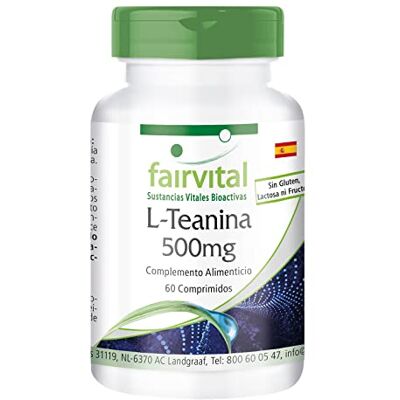 fairvital L-teanina 500 mg durante 2 meses VEGANO, alta dosagem, 60 comprimidos aminoácido fairvital L-teanina 500 mg durante 2 meses VEGANO, alta dosagem, 60 comprimidos aminoácido