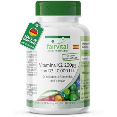 fairvital Vitamina D3 K2, 90 cápsulas, fáceis de engolir, vitamina D3 0 000 UI de libertação prolongada vitamina K2 MK-7, 200 mcg por cápsula, alta DOSIS, apenas cápsula a cada 0 dias fairvital Vitamina D3 K2, 90 cápsulas, fáceis de engolir, vitamina D3 0 000 UI de libertação prolongada vitamina K2 MK-7, 200 mcg por cápsula, alta DOSIS, apenas cápsula a cada 0 dias
