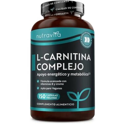 Nutravita L-Carnitina Capsulas Veganas 150 cápsulas de alta resistência com riboflavina, biotina, cromo, vitamina D, B3 e B6 adicionais Nutravita L-Carnitina Capsulas Veganas 150 cápsulas de alta resistência com riboflavina, biotina, cromo, vitamina D, B3 e B6 adicionais