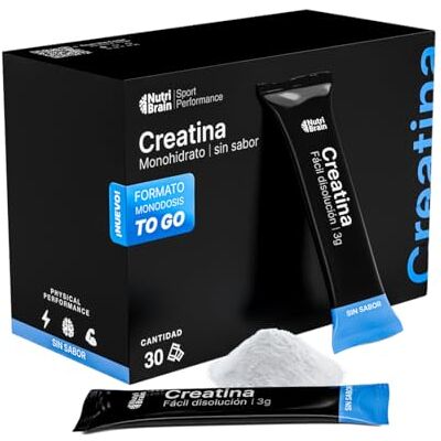 NUTRIBRAIN Creatina monohidratada Sticks 3000 mg Micronizada força, massa muscular, recuperação, energia e agilidade mental, Sticks Monodose 200 MESH, vegano, sem glúten, sem OGM, para homem e mulher NUTRIBRAIN Creatina monohidratada Sticks 3000 mg Micronizada força, massa muscular, recuperação, energia e agilidade mental, Sticks Monodose 200 MESH, vegano, sem glúten, sem OGM, para homem e mulher