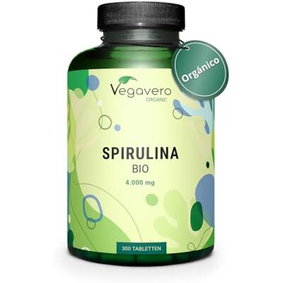 Vegavero Espirulina Ecológica 1000 mg Dose diária, sem aditivos e orgânicos, 300 comprimidos, adequado para veganos, algas pirulina BIO Vegavero Espirulina Ecológica 1000 mg Dose diária, sem aditivos e orgânicos, 300 comprimidos, adequado para veganos, algas pirulina BIO