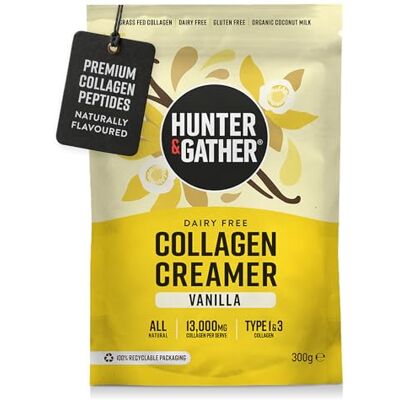 Hunter & Gather Baunilha de colagénio 300 g Substituto de creme para café, gado de pastorio, sem laticínios, para cabelo, pele, unhas e músculos Hunter & Gather Baunilha de colagénio 300 g Substituto de creme para café, gado de pastorio, sem laticínios, para cabelo, pele, unhas e músculos