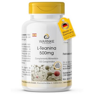 WARNKE VITALSTOFFE L–Teanina 500mg 100 comprimidos aminoácidos vegano Qualidade de farmácia alemã WARNKE VITALSTOFFE L–Teanina 500mg 100 comprimidos aminoácidos vegano Qualidade de farmácia alemã