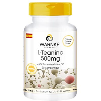 WARNKE VITALSTOFFE L-Teanina 500 mg Aminoácido – Adaptógeno, 60 comprimidos, Qualidade de farmácia alemã WARNKE VITALSTOFFE L-Teanina 500 mg Aminoácido – Adaptógeno, 60 comprimidos, Qualidade de farmácia alemã