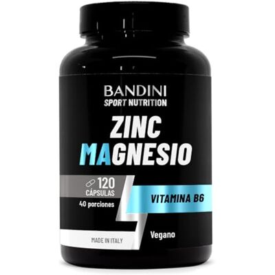 BANDINI ® Zinc Magnesio ULTRA + Vitamina B6, 120 Cápsulas Complejo Vegano Suplemento desportivo, energia, recuperação e massa muscular Reduz cansaço e fadiga, para atletas e fisiculturistas BANDINI ® Zinc Magnesio ULTRA + Vitamina B6, 120 Cápsulas Complejo Vegano Suplemento desportivo, energia, recuperação e massa muscular Reduz cansaço e fadiga, para atletas e fisiculturistas