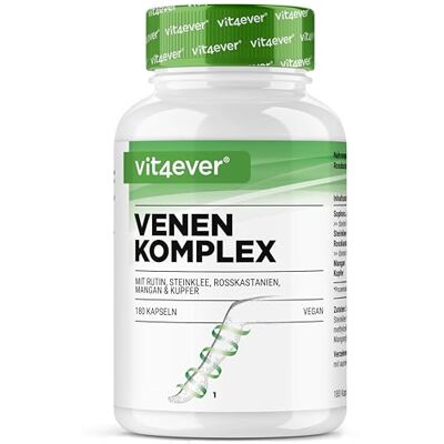 Vit4ever Complexo para veias 180 cápsulas extratos premium Com rotina, meliloto, castanho-da-índia, manganês e cobre para 3 meses alta dose vegano Vit4ever Complexo para veias 180 cápsulas extratos premium Com rotina, meliloto, castanho-da-índia, manganês e cobre para 3 meses alta dose vegano