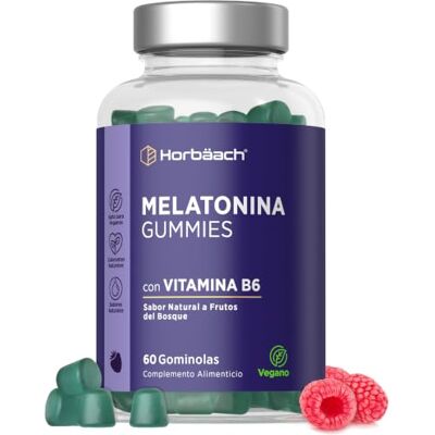Horbäach Melatonina gomas 0, 5 mg por Gummy com vitamina B6 Gominolas com melatonina e vitamina B6, 60 Vegan Gummies, Horbaach Horbäach Melatonina gomas 0, 5 mg por Gummy com vitamina B6 Gominolas com melatonina e vitamina B6, 60 Vegan Gummies, Horbaach