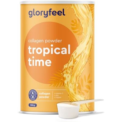 Gloryfeel Colágeno em pó 500 g Peptídeos de colagénio patenteados: VERISOL®, TENDOFORTE® e FORTIGEL® Mais vitamina C, zinco e cobre 12,500 mg de colagénio hidrolisado puro tipo 1 sabor tropical Gloryfeel Colágeno em pó 500 g Peptídeos de colagénio patenteados: VERISOL®, TENDOFORTE® e FORTIGEL® Mais vitamina C, zinco e cobre 12,500 mg de colagénio hidrolisado puro tipo 1 sabor tropical
