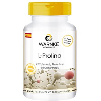 WARNKE VITALSTOFFE L-Prolina 500 mg Vegana, 60 comprimidos, Qualidade de farmácia alemã WARNKE VITALSTOFFE L-Prolina 500 mg Vegana, 60 comprimidos, Qualidade de farmácia alemã