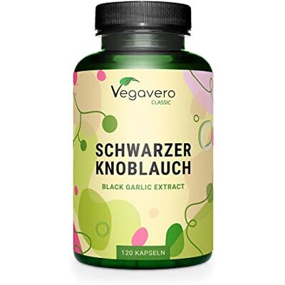 Vegavero Alho preto 22,500 mg sem odor alta doses extrato natural fermentado, potente antioxidante e sistema imunitário, 120 cápsulas, 100% vegan e sem aditivos, Vegavero Alho preto 22,500 mg sem odor alta doses extrato natural fermentado, potente antioxidante e sistema imunitário, 120 cápsulas, 100% vegan e sem aditivos,