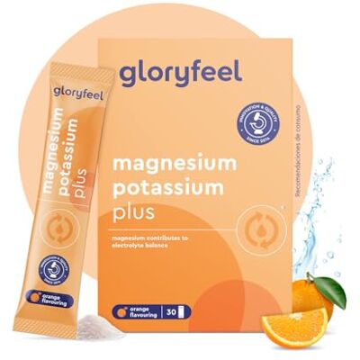 Gloryfeel Magnésio e potássio + vitaminas 30 sobres sais minerais para o desporto equilíbrio eletrolítico, energia, função muscular, reduz o cansaço* vitamina C, B12, B1 e B2 sabor LARANJA Gloryfeel Magnésio e potássio + vitaminas 30 sobres sais minerais para o desporto equilíbrio eletrolítico, energia, função muscular, reduz o cansaço* vitamina C, B12, B1 e B2 sabor LARANJA