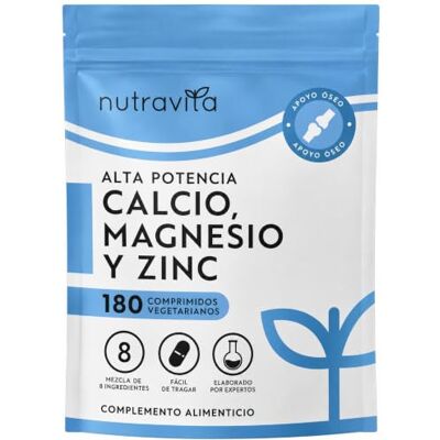 Nutravita Cálcio 800 mg, magnésio 360 mg, zinco e Vit D 180 Tabletes vegetarianos (3 meses) cálcio, boron, Rame selénio manganese, zinco e magnésio suplementos para ossos músculos Nutravita Cálcio 800 mg, magnésio 360 mg, zinco e Vit D 180 Tabletes vegetarianos (3 meses) cálcio, boron, Rame selénio manganese, zinco e magnésio suplementos para ossos músculos