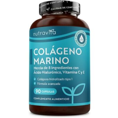 Nutravita Colágeno Marino Dosis Alta 1000 mg Com ácido hialurónico vitamina C e E, 90 cápsulas, biodisponibilidade superior Nutravita Colágeno Marino Dosis Alta 1000 mg Com ácido hialurónico vitamina C e E, 90 cápsulas, biodisponibilidade superior