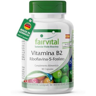 fairvital riboflavina-5-fosfato, vitamina B2 ativa, alta Dose, VEGANO, 90 cápsulas, fáceis de engolir fairvital riboflavina-5-fosfato, vitamina B2 ativa, alta Dose, VEGANO, 90 cápsulas, fáceis de engolir