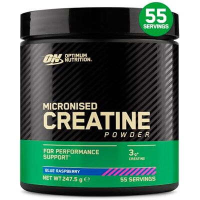 Optimum Nutrition Creatina Micronizada em Pó, Sabor Framboesa Azul, 247,5g, 55 Doses Optimum Nutrition Creatina Micronizada em Pó, Sabor Framboesa Azul, 247,5g, 55 Doses