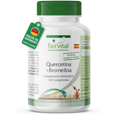 fairvital Quercetina mais bromelina, 120 comprimidos, vegan, combinação sinérgica em dose segura fairvital Quercetina mais bromelina, 120 comprimidos, vegan, combinação sinérgica em dose segura