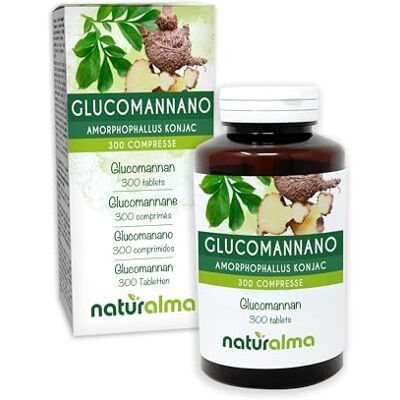 Naturalma Glucomanano (Amorphophallus konjac) raízes natureza 150 g 300 comprimidos complemento alimentar natural e vegano Naturalma Glucomanano (Amorphophallus konjac) raízes natureza 150 g 300 comprimidos complemento alimentar natural e vegano