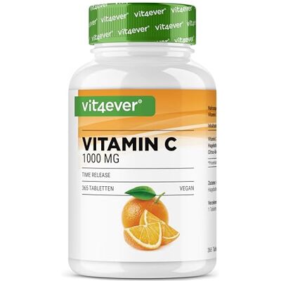 Vit4ever Vitamina C 1000 mg 365 Comprimidos Efecto Time Released Dose extra alta Fornecimento para 12 meses vitamina C com extrato de scaramisco e bioflavonóides cítricos Vegan Vit4ever Vitamina C 1000 mg 365 Comprimidos Efecto Time Released Dose extra alta Fornecimento para 12 meses vitamina C com extrato de scaramisco e bioflavonóides cítricos Vegan