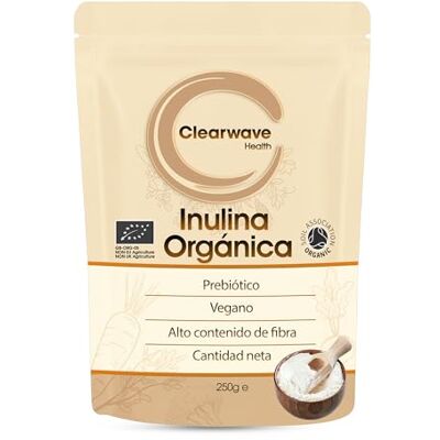 Clearwave Health Inulina orgânica em pó 250 g Suplemento de fibra prebiótica, pó de fibra solúvel para saúde intestinal e digestão por Clearwave Health Inulina orgânica em pó 250 g Suplemento de fibra prebiótica, pó de fibra solúvel para saúde intestinal e digestão por