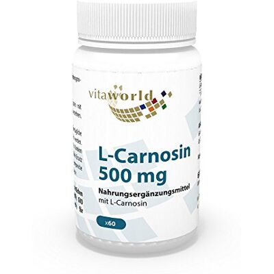 Vita World L-Carnosina 500 mg 60 cápsulas vegetais farmácia Alemanha Carnosin Beta-alanina Histidina Vita World L-Carnosina 500 mg 60 cápsulas vegetais farmácia Alemanha Carnosin Beta-alanina Histidina