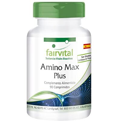 fairvital Amino Max Plus, 90 comprimidos, complexo de aminoácidos, ALTA DOSIS, contém 8 aminoácidos essenciais, VEGANO fairvital Amino Max Plus, 90 comprimidos, complexo de aminoácidos, ALTA DOSIS, contém 8 aminoácidos essenciais, VEGANO