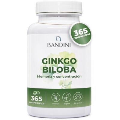 BANDINI ® Ginkgo Biloba 6.000 mg, 365 comprimidos para 1 ano, sem aditivos 50:1 Extrato de máxima concentração com franonóides glucosídicos + terpenóides suplemento de origem natural 100% vegan BANDINI ® Ginkgo Biloba 6.000 mg, 365 comprimidos para 1 ano, sem aditivos 50:1 Extrato de máxima concentração com franonóides glucosídicos + terpenóides suplemento de origem natural 100% vegan