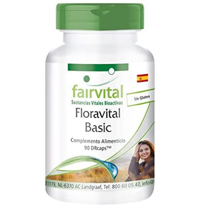 fairvital Complexo de culturas floravital, 90 cápsulas, fáceis de engolir, com 6 cepas bacterianas, 19 000 milhões de UFC/dose diária inulina, lactobacilos e bifidobactérias, fabricado na Alemanha fairvital Complexo de culturas floravital, 90 cápsulas, fáceis de engolir, com 6 cepas bacterianas, 19 000 milhões de UFC/dose diária inulina, lactobacilos e bifidobactérias, fabricado na Alemanha