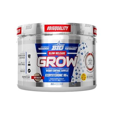 BIG Real Grow Ecdisterona Beta Ecdisterona Natural Liberação Lenta 120 Caps Massa Muscular, Recuperador Muscular Fórmula baseada no "Segredo Russo" de Atletas Olímpicos 95% Pureza BIG Real Grow Ecdisterona Beta Ecdisterona Natural Liberação Lenta 120 Caps Massa Muscular, Recuperador Muscular Fórmula baseada no "Segredo Russo" de Atletas Olímpicos 95% Pureza