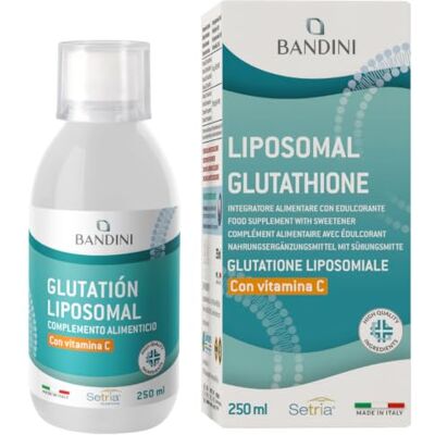 BANDINI ® Glutationa lipossomal com vitamina C, 250 ml líquido 250 mg L-glutationa reduzida Setria® 790 mg de vitamina C por ração máxima biodisponibilidade potente antioxidante natural BANDINI ® Glutationa lipossomal com vitamina C, 250 ml líquido 250 mg L-glutationa reduzida Setria® 790 mg de vitamina C por ração máxima biodisponibilidade potente antioxidante natural
