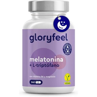 Gloryfeel Triptófano com Melatonina e Magnésio 240 Cápsulas Complexo de Melatonina com Vitamina B6 120 noites de Dose Máxima de Sono Para dormir bem 100% natural, eficaz e vegano Gloryfeel Triptófano com Melatonina e Magnésio 240 Cápsulas Complexo de Melatonina com Vitamina B6 120 noites de Dose Máxima de Sono Para dormir bem 100% natural, eficaz e vegano