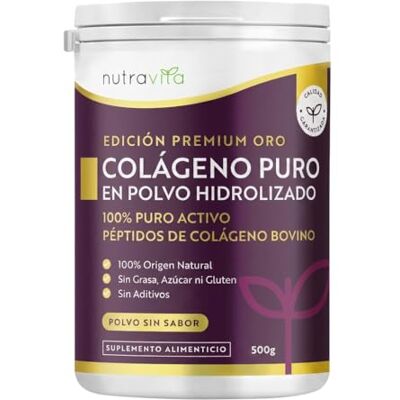 Nutravita Colágeno hidrolizado em pó 500 g 50 porções colagénio peptidos, sem sabor colagénio peptides tipo 1 peptídeos de colageno hidrolizado bovino com 8 aminoácidos essenciais Nutravita Colágeno hidrolizado em pó 500 g 50 porções colagénio peptidos, sem sabor colagénio peptides tipo 1 peptídeos de colageno hidrolizado bovino com 8 aminoácidos essenciais
