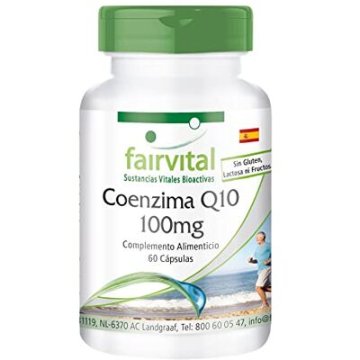 fairvital Coenzima Q10 100 mg, 60 cápsulas, fáceis de engolir, ALTA DOSIS, cápsulas de CoQ10 ubiquinona, VEGANAS fairvital Coenzima Q10 100 mg, 60 cápsulas, fáceis de engolir, ALTA DOSIS, cápsulas de CoQ10 ubiquinona, VEGANAS