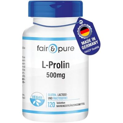 ® L-Prolina 500 mg Vegana Aminoácido altamente dosado alta pureza 120 comprimidos ® L-Prolina 500 mg Vegana Aminoácido altamente dosado alta pureza 120 comprimidos