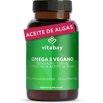 vitabay Omega 3 Vegan DHA 600 EPA 300 mg – 60 cápsulas óleo de algas mais de 80% omega-3 – cápsulas pequenas sem sabor a peixe, com vitamina E, analisadas na Alemanha – 30 dias vitabay Omega 3 Vegan DHA 600 EPA 300 mg – 60 cápsulas óleo de algas mais de 80% omega-3 – cápsulas pequenas sem sabor a peixe, com vitamina E, analisadas na Alemanha – 30 dias
