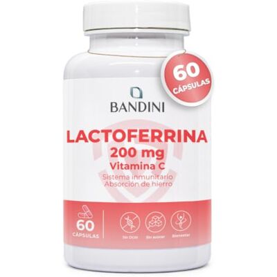 BANDINI ® LACTOFERRINA PURA 200 Immuno 60 Cápsulas (200 mg de Lactoferrina por CÁPSULA) Alta Dose com Vitamina C Antioxidante Natural para o Sistema Imunitário Regula a Absorção do Ferro 200 mg de Lactoferrin por CÁPSULA Antioxidante Natural para el Sis BANDINI ® LACTOFERRINA PURA 200 Immuno 60 Cápsulas (200 mg de Lactoferrina por CÁPSULA) Alta Dose com Vitamina C Antioxidante Natural para o Sistema Imunitário Regula a Absorção do Ferro 200 mg de Lactoferrin por CÁPSULA Antioxidante Natural para el Sis